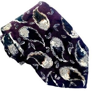 Robert Talbott Tie Best of Class Purple Italy Hand Sewn Bird Wings Feather Leaf